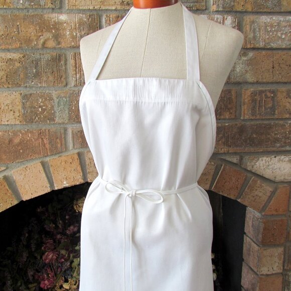 WHITE CHEF'S APRON, MEN'S, WOMEN'S, UNISEX COOK'S LONG APRON w TIES, NWOT - Picture 5 of 6